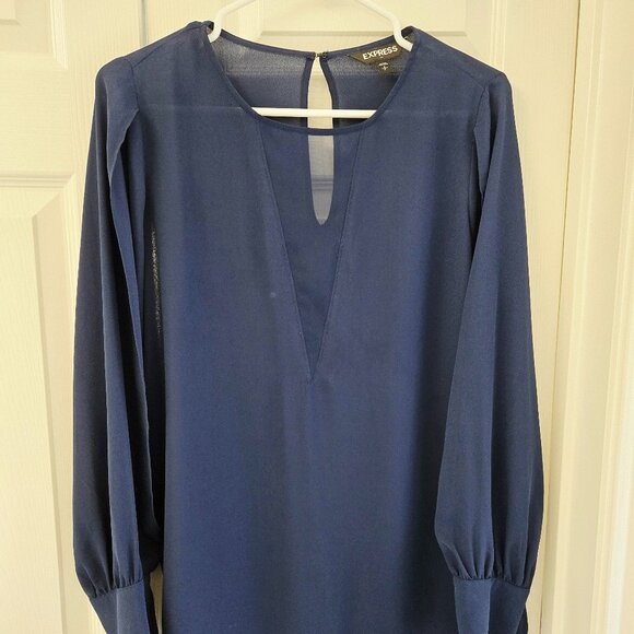 EXPRESS Navy Blue Long Sleeves Top - Picture 1 of 6